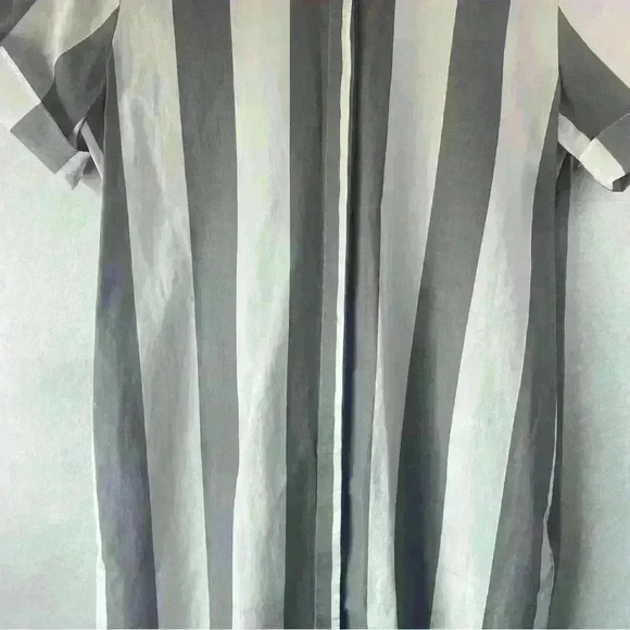 Chelsea & Theodore Women's Grey‎ White Striped Button Up T Shirt Dress Size S - Picture 4 of 13